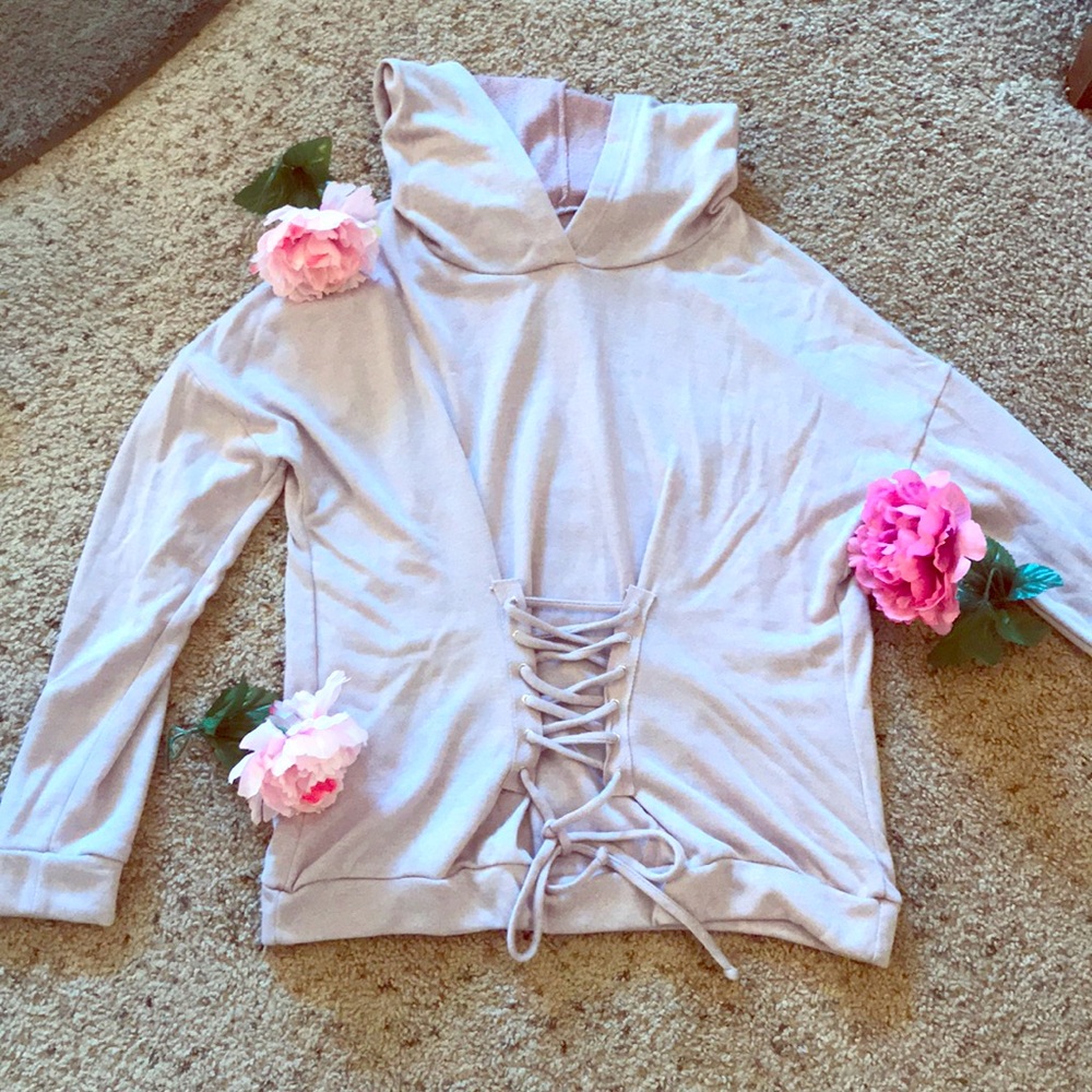 Charlotte Russe Light-weight lace up hoodie